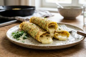 Clatite cu dovlecei si branza mozzarella